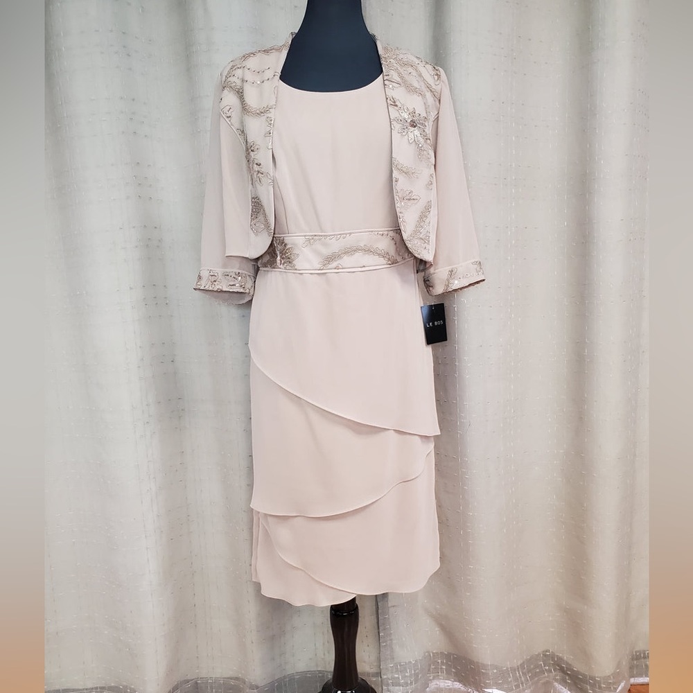 Taupe dress with jacket